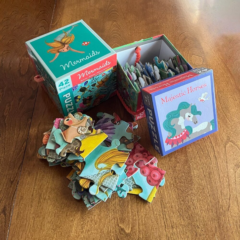 Mudpuppy horses and mermaids cube puzzles